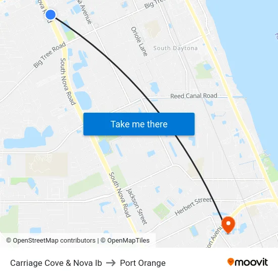 Carriage Cove & Nova Ib to Port Orange map