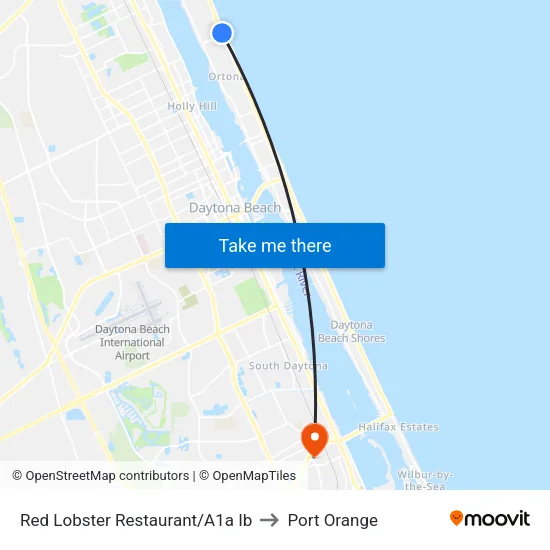 Red Lobster Restaurant/A1a Ib to Port Orange map