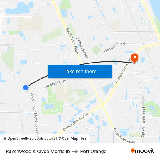 Ravenwood & Clyde Morris Ib to Port Orange map