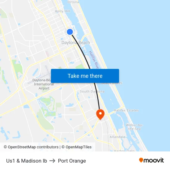 Us1 & Madison Ib to Port Orange map