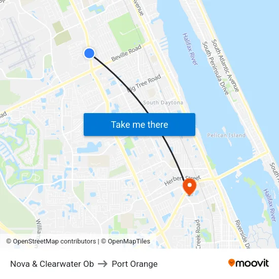 Nova & Clearwater Ob to Port Orange map