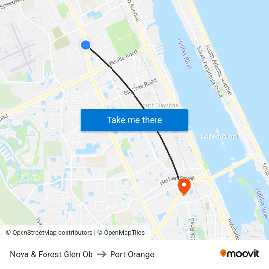 Nova & Forest Glen Ob to Port Orange map