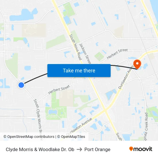 Clyde Morris & Woodlake Dr. Ob to Port Orange map
