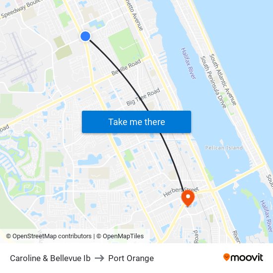 Caroline & Bellevue Ib to Port Orange map