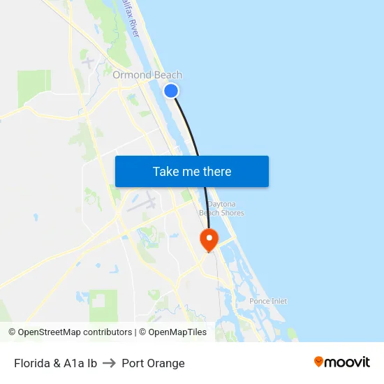 Florida & A1a Ib to Port Orange map