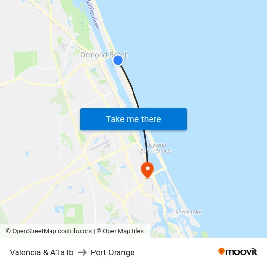 Valencia & A1a Ib to Port Orange map