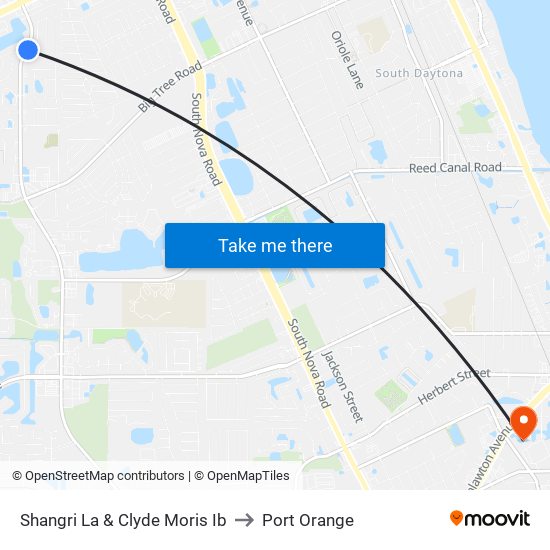 Shangri La & Clyde Moris Ib to Port Orange map
