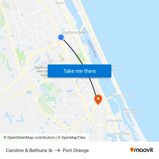 Caroline & Bethune Ib to Port Orange map