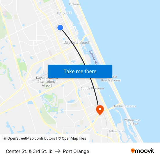Center St. & 3rd St. Ib to Port Orange map