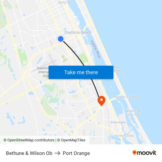 Bethune & Wilson Ob to Port Orange map