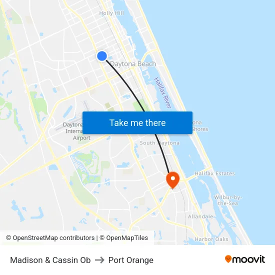 Madison & Cassin Ob to Port Orange map