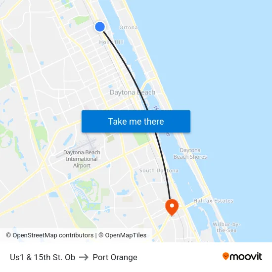 Us1 & 15th St. Ob to Port Orange map