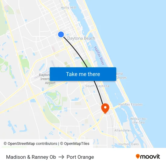 Madison & Ranney Ob to Port Orange map