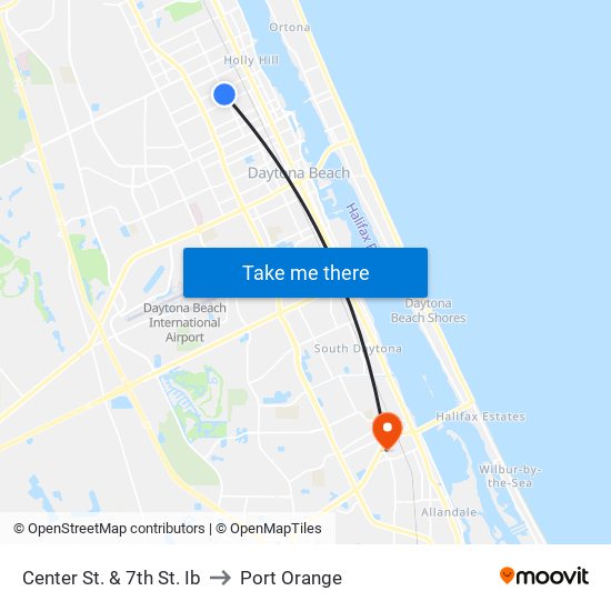 Center St. & 7th St. Ib to Port Orange map