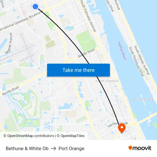 Bethune & White Ob to Port Orange map
