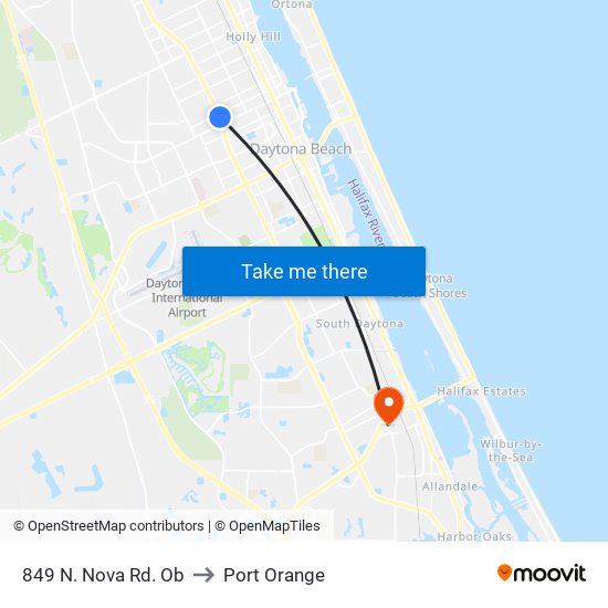 849 N. Nova Rd. Ob to Port Orange map