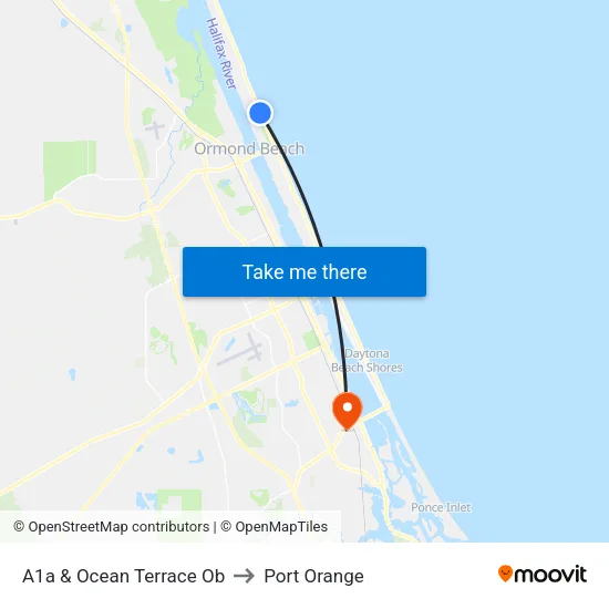 A1a & Ocean Terrace Ob to Port Orange map