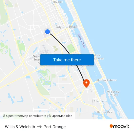 Willis & Welch Ib to Port Orange map