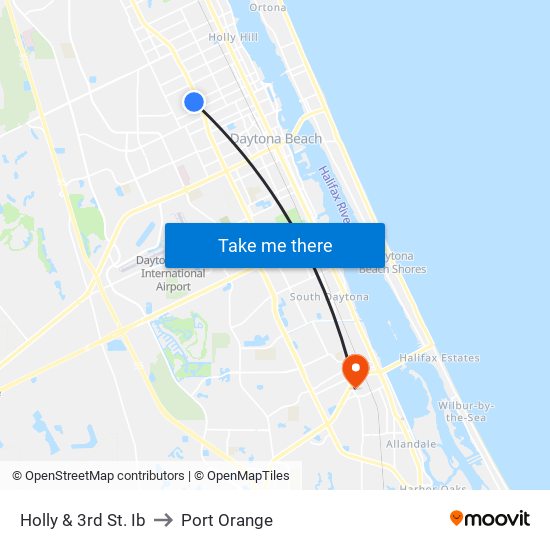 Holly & 3rd St. Ib to Port Orange map