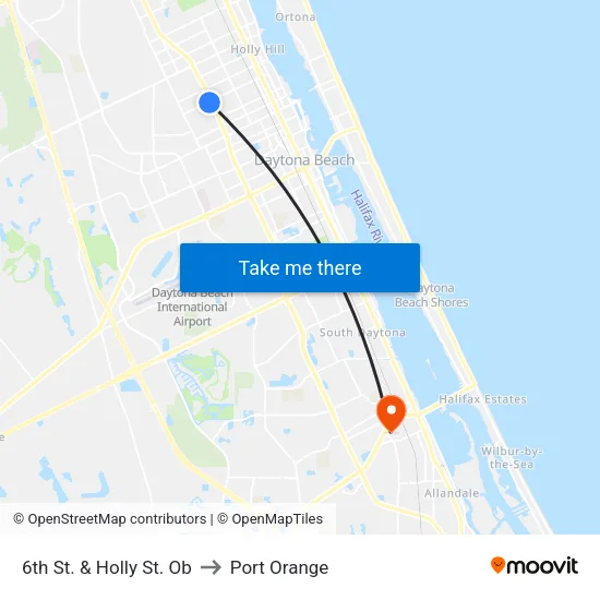 6th St. & Holly St. Ob to Port Orange map