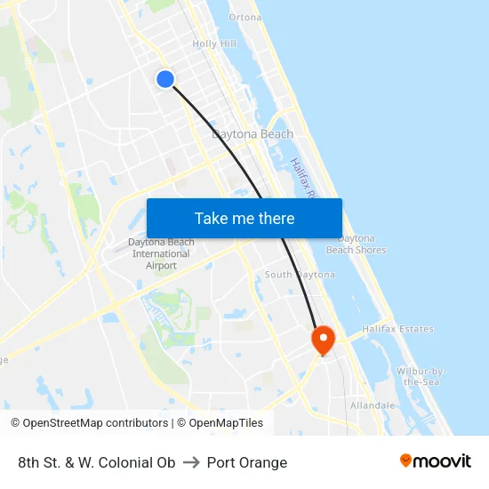 8th St. & W. Colonial Ob to Port Orange map