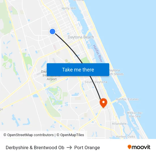 Derbyshire & Brentwood Ob to Port Orange map
