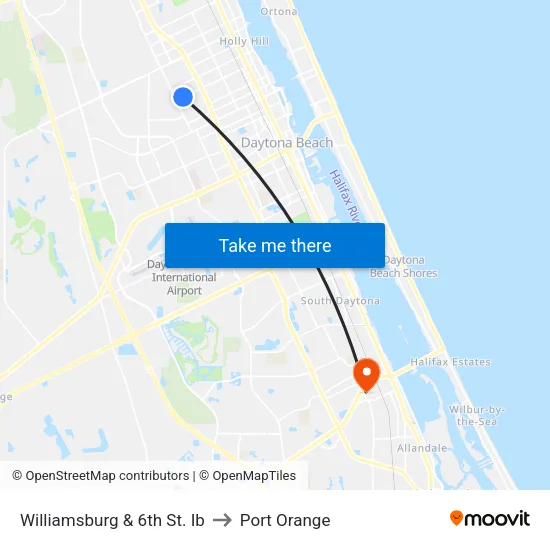 Williamsburg & 6th St. Ib to Port Orange map