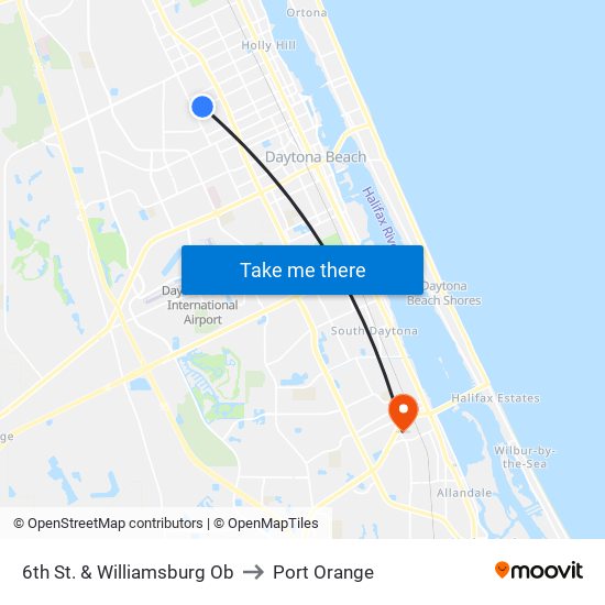 6th St. & Williamsburg Ob to Port Orange map