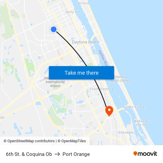 6th St. & Coquina Ob to Port Orange map