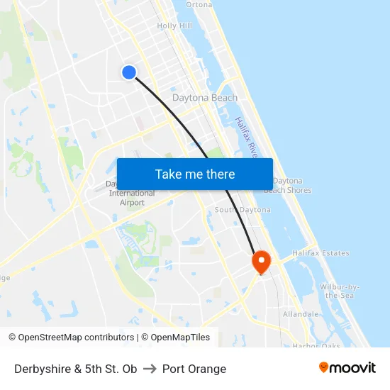 Derbyshire & 5th St. Ob to Port Orange map