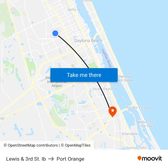 Lewis & 3rd St. Ib to Port Orange map