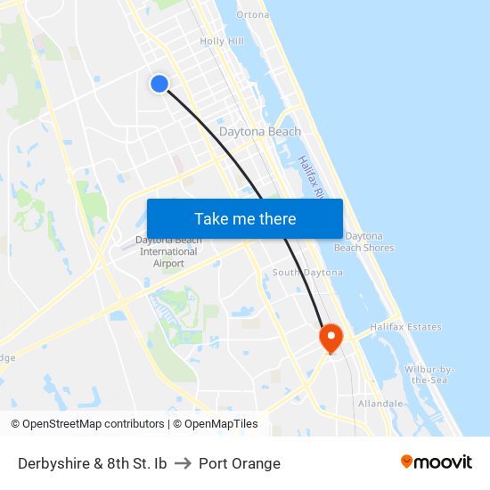 Derbyshire & 8th St. Ib to Port Orange map