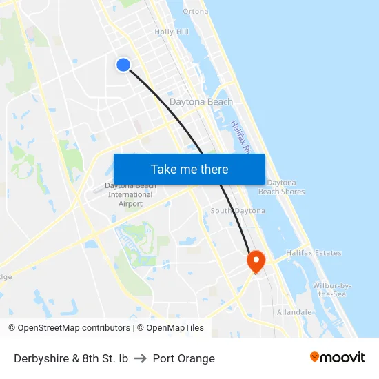 Derbyshire & 8th St. Ib to Port Orange map