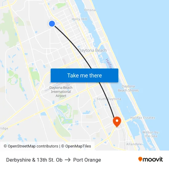 Derbyshire & 13th St. Ob to Port Orange map