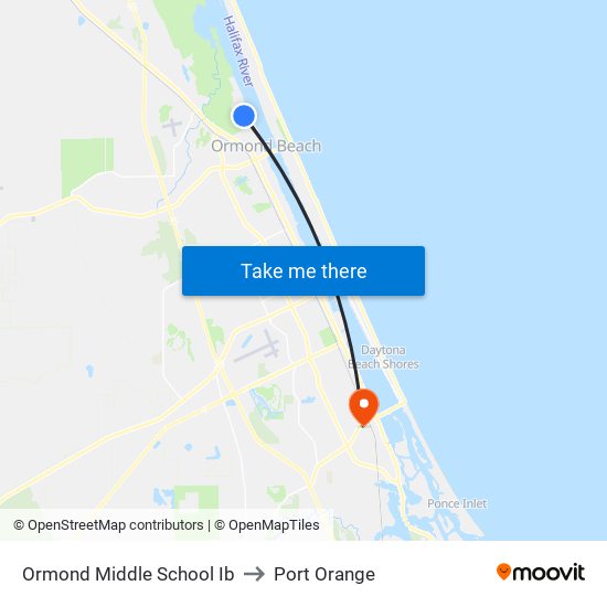 Ormond Middle School Ib to Port Orange map