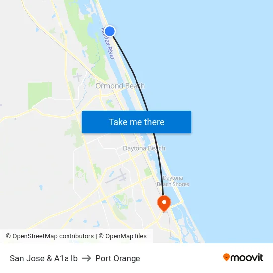 San Jose & A1a Ib to Port Orange map