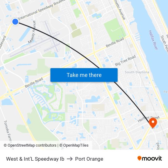 West & Int'L Speedway Ib to Port Orange map