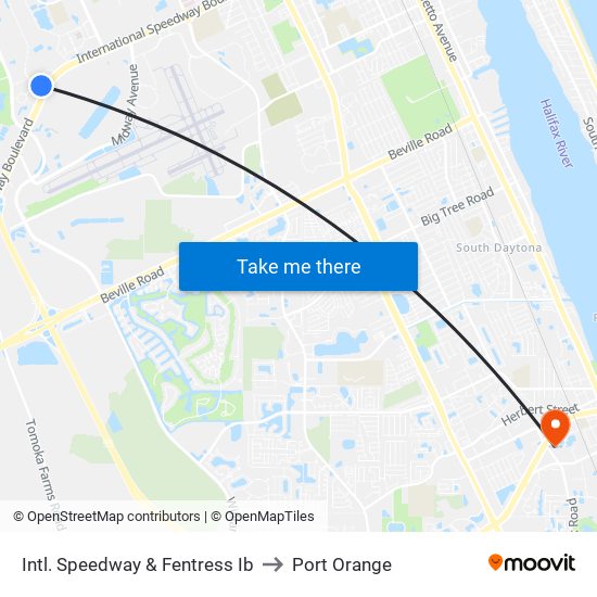 Intl. Speedway & Fentress Ib to Port Orange map