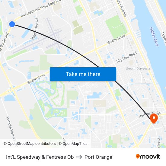 Int'L Speedway & Fentress Ob to Port Orange map