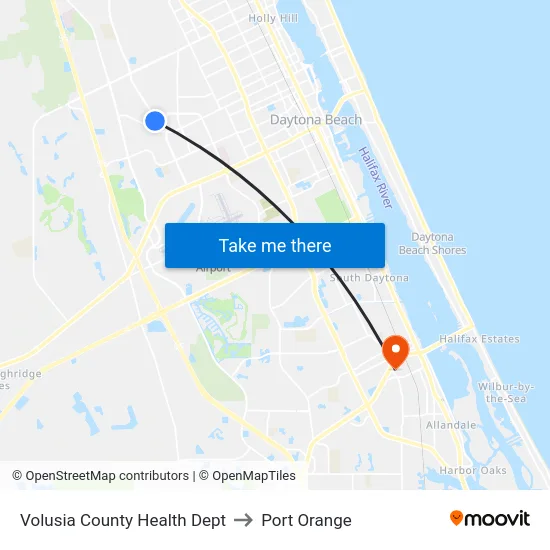 Volusia County Health Dept to Port Orange map