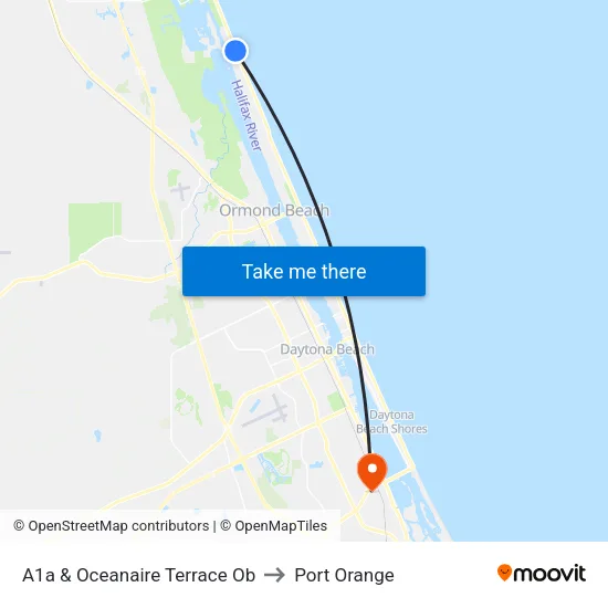 A1a & Oceanaire Terrace Ob to Port Orange map