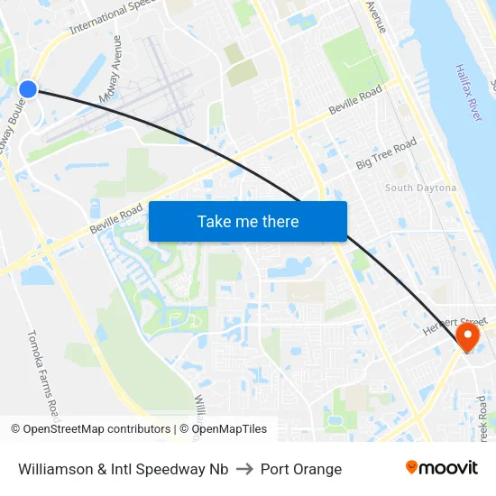 Williamson & Intl Speedway Nb to Port Orange map