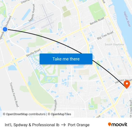 Int'L Spdway & Professional Ib to Port Orange map