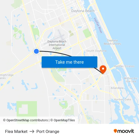 Flea Market to Port Orange map