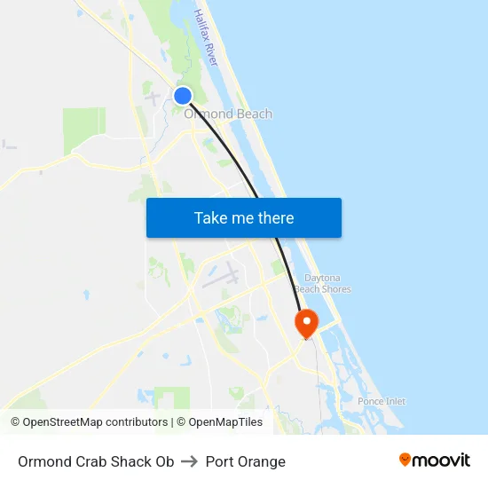Ormond Crab Shack Ob to Port Orange map