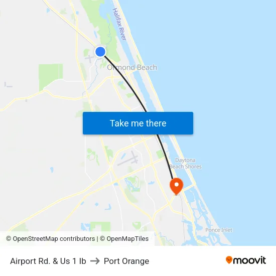 Airport Rd. & Us 1 Ib to Port Orange map