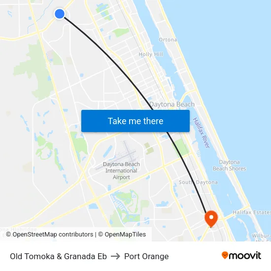 Old Tomoka & Granada  Eb to Port Orange map