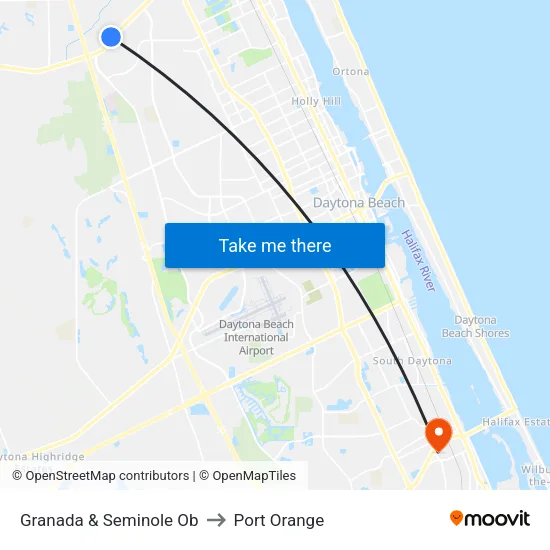 Granada & Seminole Ob to Port Orange map