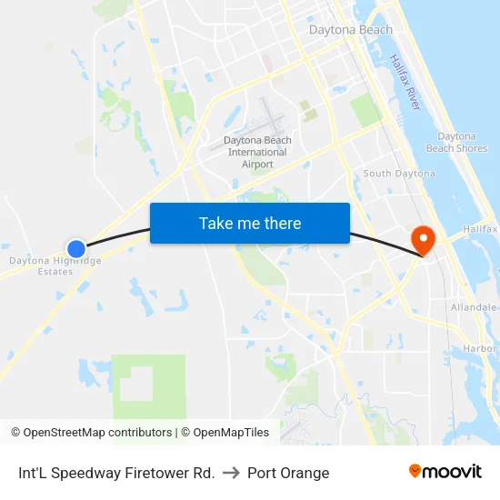 Int'L Speedway   Firetower Rd. to Port Orange map