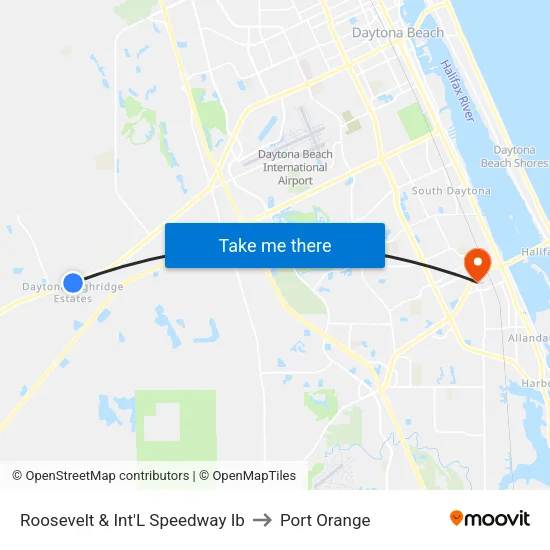 Roosevelt & Int'L Speedway Ib to Port Orange map